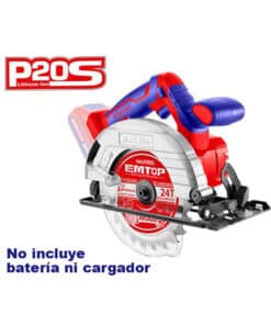 Sierra Circular a Batería Inalámbrica 165mm 20V Motor Brushless Emtop Azul/Rojo ELCS201650