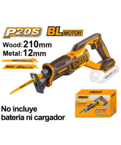 Sierra Sable a Batería Inalámbrica 20V Motor Brushless Ingco Naranja/Amarillo CRSLI2108