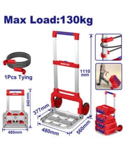 Zorra Carro Carretilla Transportador de Carga Plegable Para Encastrables Packout 130kg Para Caja Maletín Valija Encastrable Ingco Emtop Azul/Rojo EWWB61201 NOVEDAD!