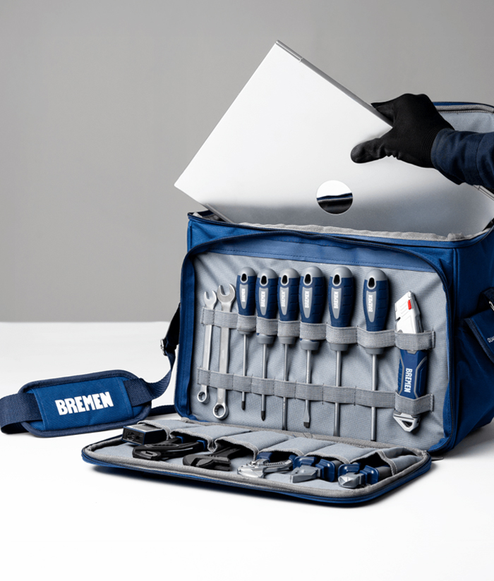 Bolso Maletín Apertura Lateral Doble Porta Herramientas 15" Azul Bremen 8664 - Imagen 3