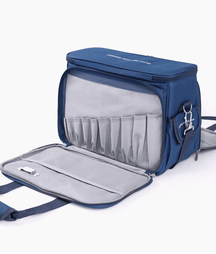 Bolso Maletín Apertura Lateral Doble Porta Herramientas 15" Azul Bremen 8664 - Imagen 2