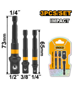 Juego Set Kit Adaptador de Impacto Hexagonal 1/4" a Cuadrado 1/4" 3/8" 1/2" Para Atornillado Ingco AMN365A01