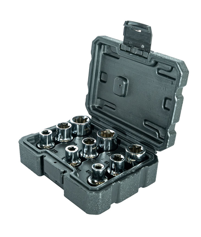 Juego Set Kit Tubos Bocallaves Torx Hembra Encastre 1/2" x 9pzs Lusqtoff L5722