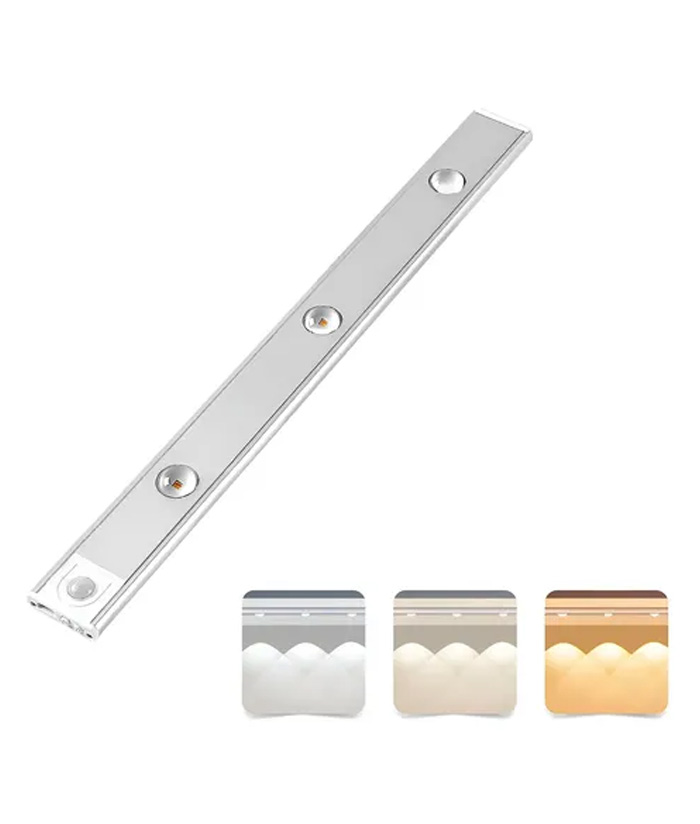 Listón Luminaria Luz LED Con 3 Lupas Recargable USB Para Bajo Mesada 400mm 2.3W Con Sensor de Movimiento Barra JA LUDR041