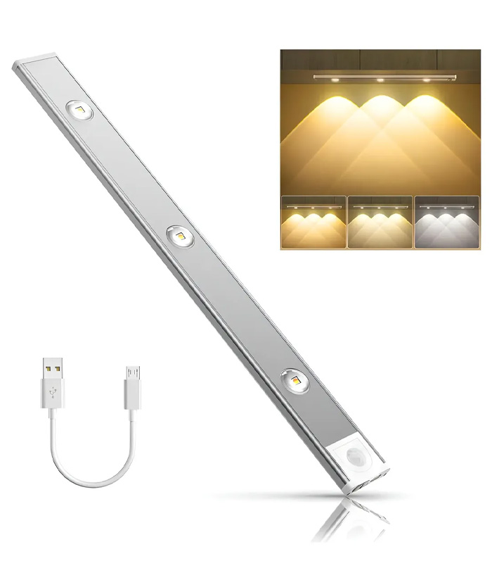 Listón Luminaria Luz LED Con 3 Lupas Recargable USB Para Bajo Mesada 400mm 2.3W Con Sensor de Movimiento Barra JA LUDR041 - Imagen 2