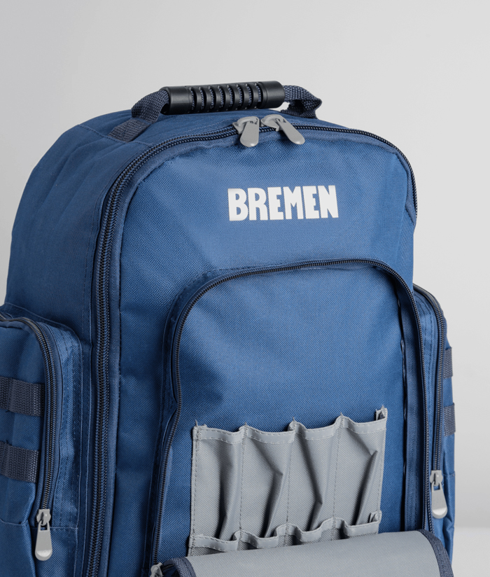 Mochila Base Plástica Rígida Porta Herramientas 32 litros Azul Bremen 8665 - Imagen 2