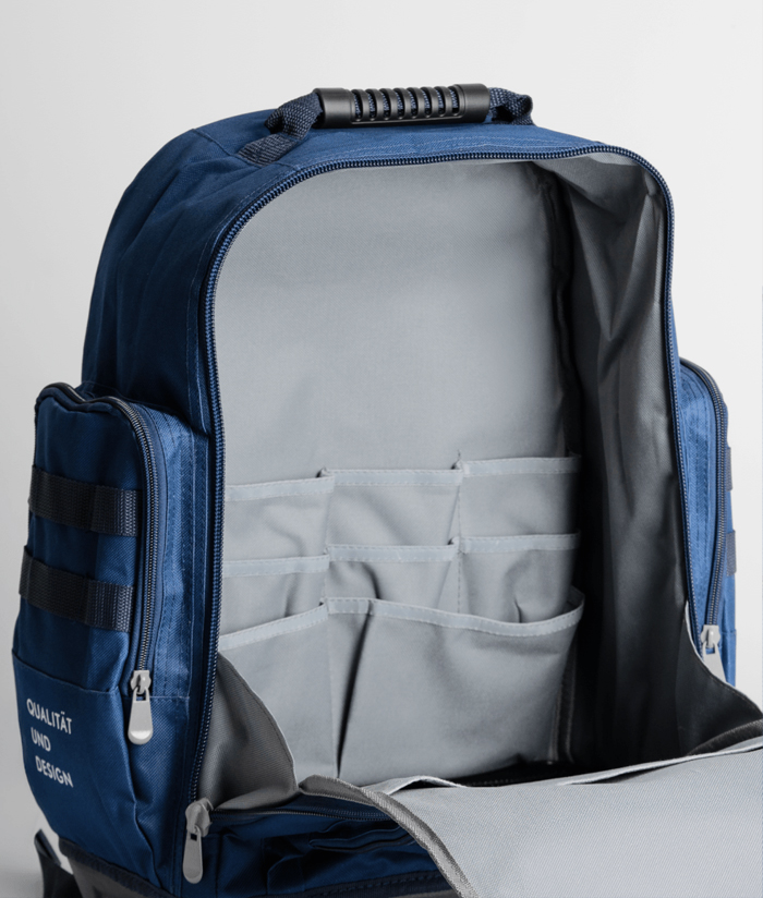 Mochila Base Plástica Rígida Porta Herramientas 32 litros Azul Bremen 8665 - Imagen 4