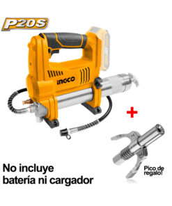 Pistola de Grasa Grasera Engrasadora a Batería Inalámbrica 20V 10.000psi Ingco Naranja/Amarillo GGLI2010