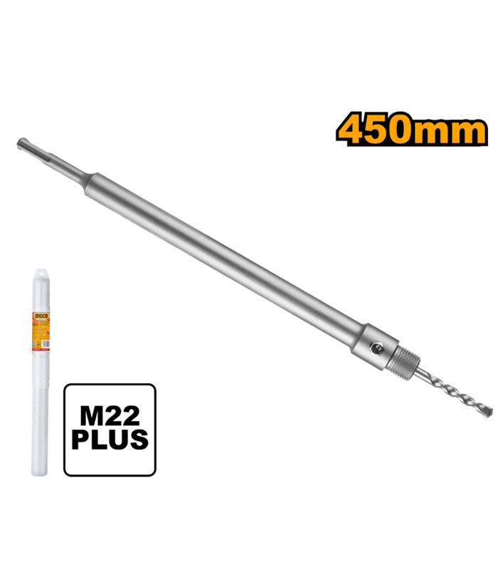 Vástago Extensión Adaptador 450mm SDS Plus M22 Con Mecha Copa Widia Ingco HCBA14501