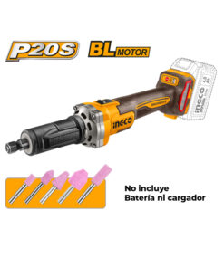 Amoladora Recta Brushless Motor Sin Carbones 20V Ingco Amarillo Naranja CDGLI2001
