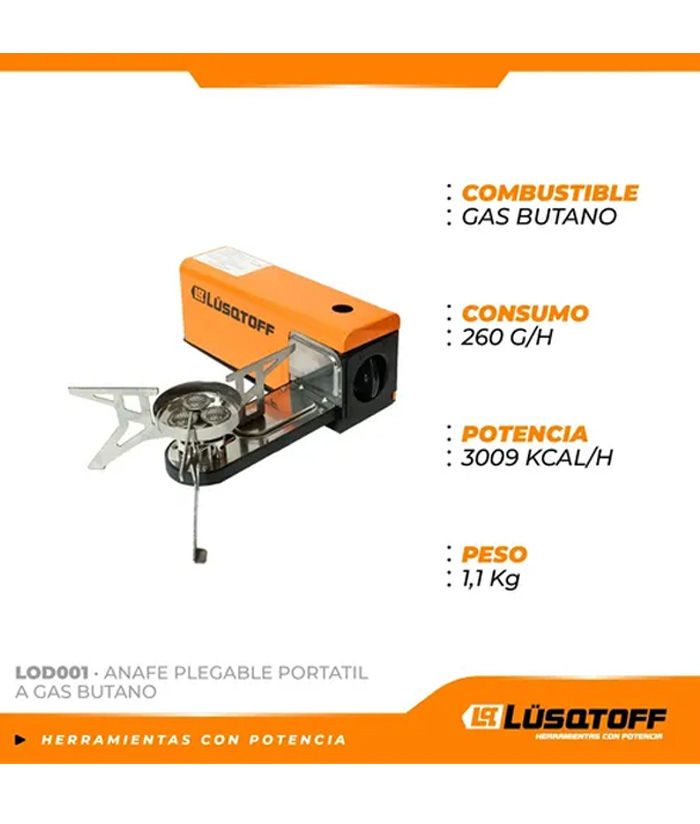 Anafe 1 Hornalla Plegable Compacto Cocina Portátil Gas Butano Lusqtoff LOD001 - Imagen 5