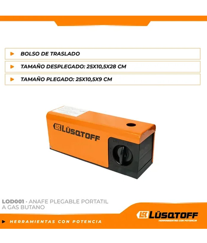Anafe 1 Hornalla Plegable Compacto Cocina Portátil Gas Butano Lusqtoff LOD001 - Imagen 4