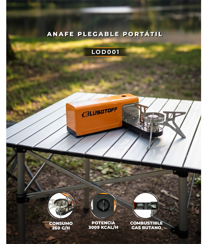 Anafe 1 Hornalla Plegable Compacto Cocina Portátil Gas Butano Lusqtoff LOD001 - Imagen 3