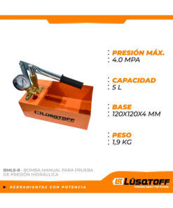 Alternative view of Bomba Manual Hidráulica 25 kgs Para Prueba de Presión 5 litros Lusqtoff BML5-8