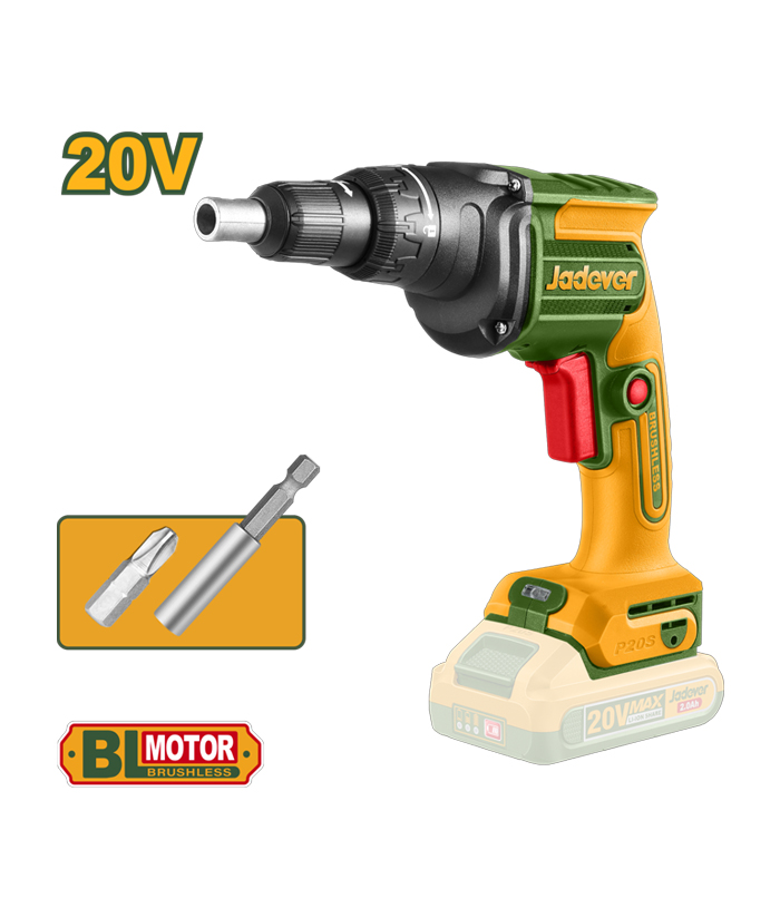 Combo Atornillador Con Tope Durlock + Alimentador Adaptador Automático para Tira de Tornillos Jadever Ingco Emtop Total Wadfow JDCDS2088 JDDS204283 - Imagen 3