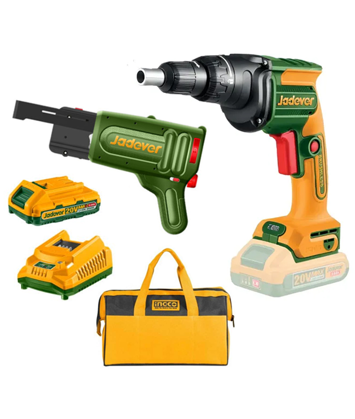 Combo Atornillador Con Tope Durlock + Alimentador Adaptador Automático para Tira de Tornillos Jadever Ingco Emtop Total Wadfow JDCDS2088 JDDS204283
