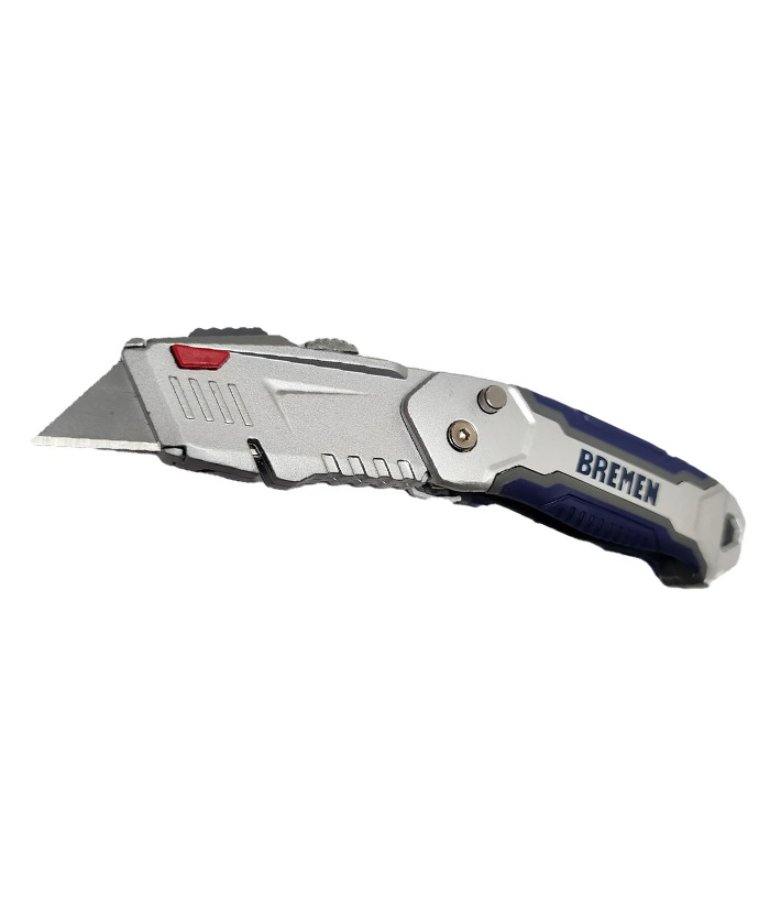 Cutter Cuchilla Metálica Metalico Mango Curvo Plegable Trapezoidal Bremen 8038 - Imagen 2
