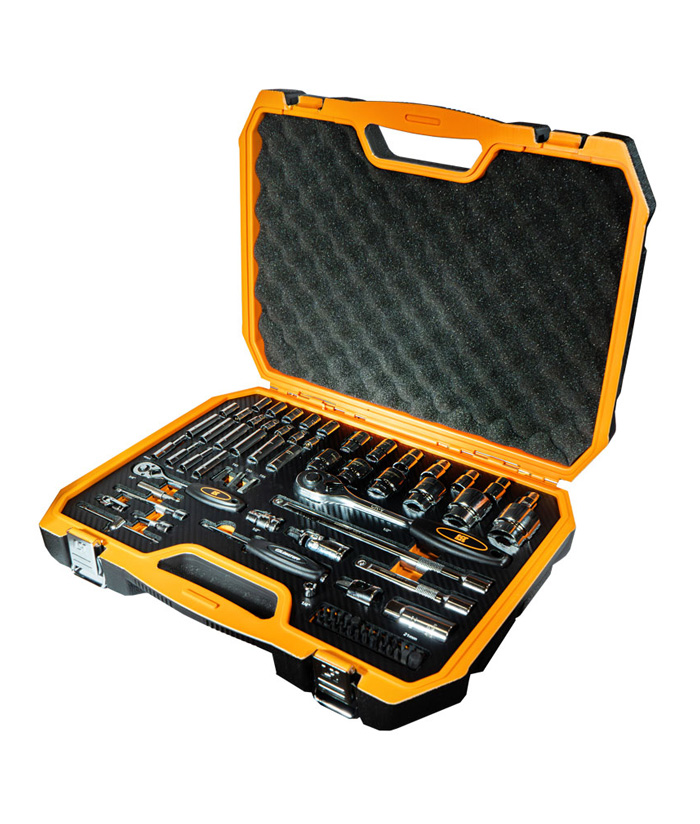 Juego Set Kit de Tubos Bocallaves 1/2" 1/4" + Accesorios x 79 piezas Lusqtoff Naranja/Negro L5730