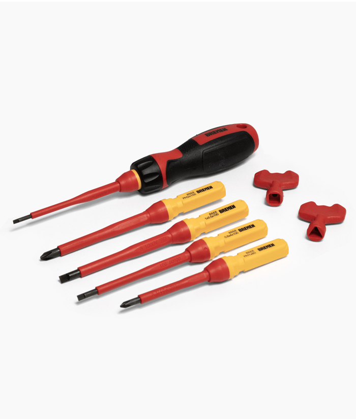 Juego Set Kit Destornilladores Varillas Puntas Intercambiables 1000V Dieléctricos Aislados Bremen 8668 - Imagen 2