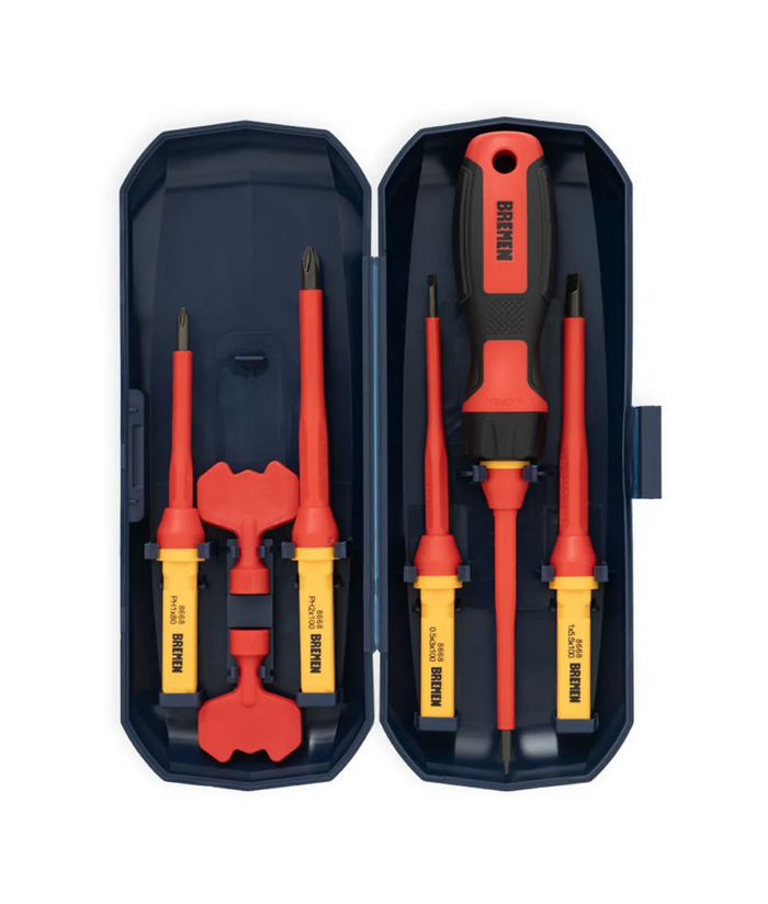 Juego Set Kit Destornilladores Varillas Puntas Intercambiables 1000V Dieléctricos Aislados Bremen 8668