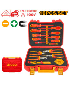 Juego Set Kit Caja Maletín con Herramientas Aisladas Aislados Dieléctricos 1000V x 16 Piezas Ingco HKITH1601
