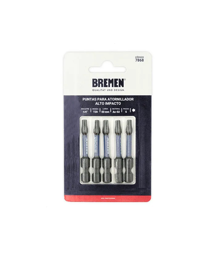 Punta Atornillador De Impacto Torx T20 x 50mm X 5 unidades Bremen 7868 - Imagen 2