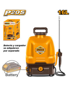 Mochila Fumigadora Pulverizadora a Batería Inalámbrica 16lts 5bar Ingco Naranja/Amarillo CSPLI2016