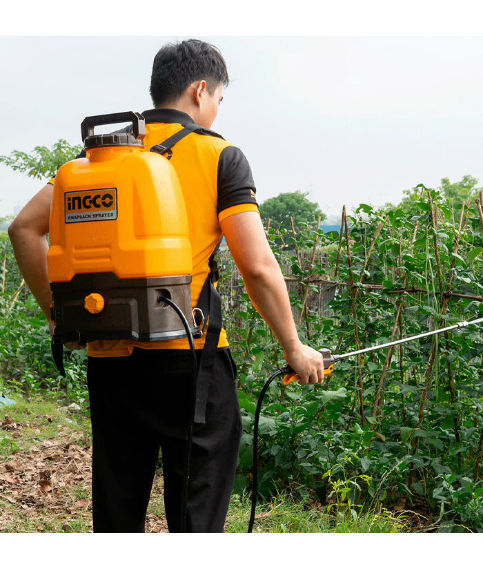 Mochila Fumigadora Pulverizadora a Batería Inalámbrica 16lts 5bar Ingco Naranja/Amarillo CSPLI2016 - Imagen 4