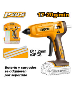 Pistola Barra de Silicona A Batería Inalámbrica 20V Ingco Naranja/Amarillo CGGLI2003