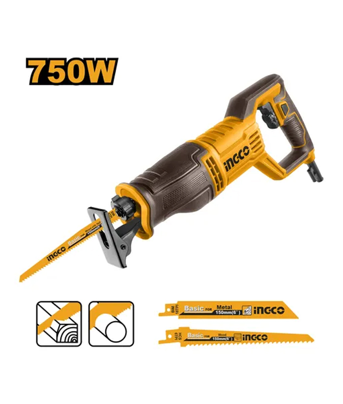 Sierra Sable Eléctrica 750W Ingco Naranja/Amarillo RS7508-4