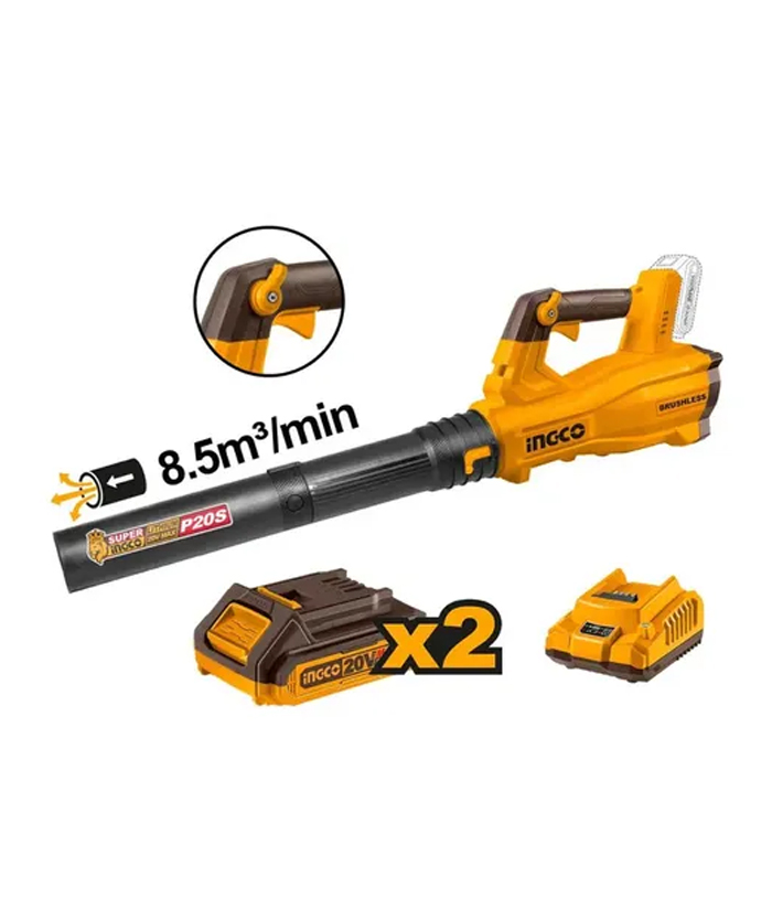 Soplador Sopladora en KIT a Batería Inalámbrica 20V 18500rpm Motor Brushless Ingco CABLI204282-4