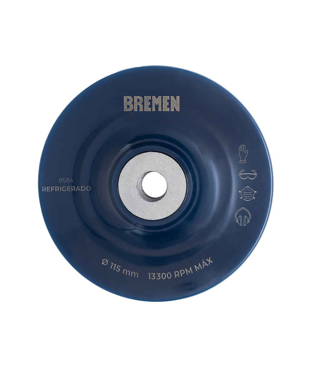 Plato Base Soporte de Apoyo Refrigerado 115 mm para Discos Lija de Fibra Para Superficies Planas Bremen 8584