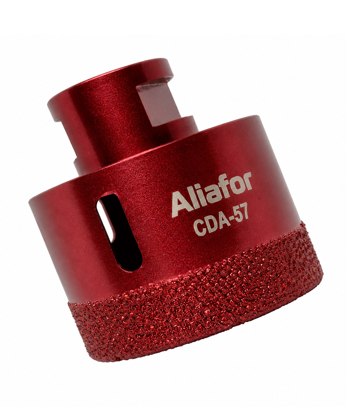 Mecha Copa Diamantada 57mm Para Amoladora Porcelanatos Cerámicos Cerámicas Corte En Seco Encastre M14 Aliafor Rojo CDA-57