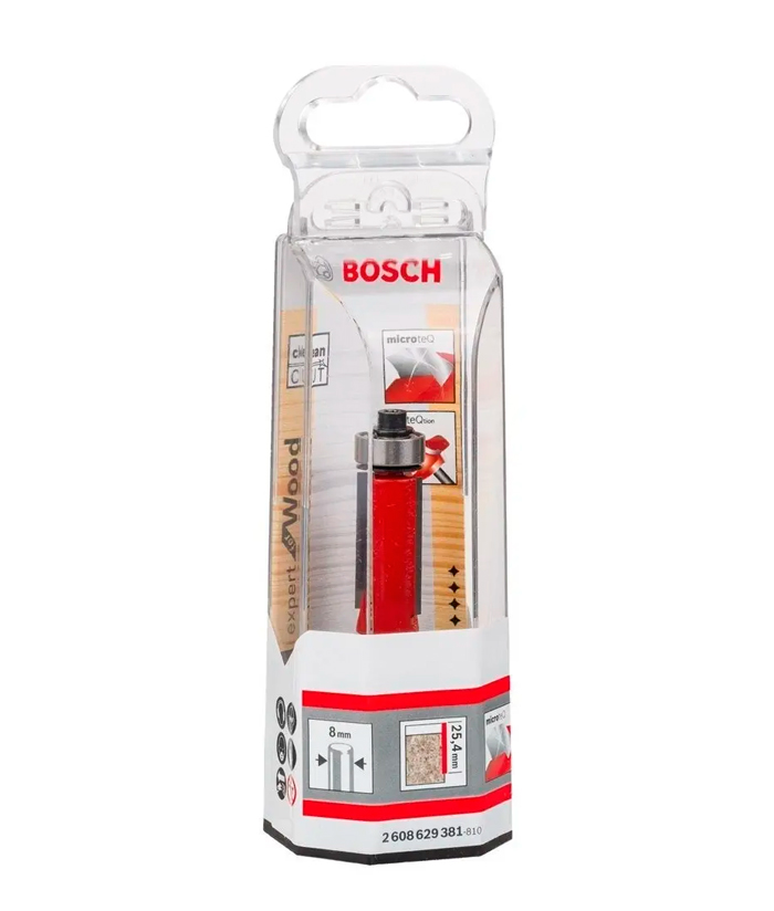 Fresa Expert Para Router Fresadora Tupí Recta Encastre 8mm 12.7 x 25.4 Con Rodillo Inferior Copiador Copiadora Profesional Bosch 2608629381 - Imagen 2