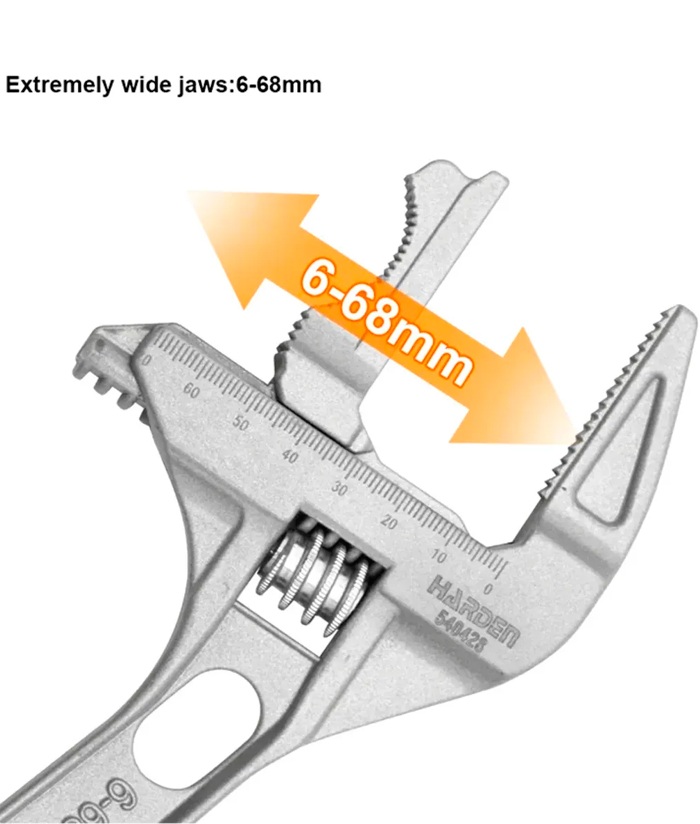 Llave Ajustable Francesa Inglesa Boca Ancha 8" 6-68 mm Harden 540428 - Imagen 3