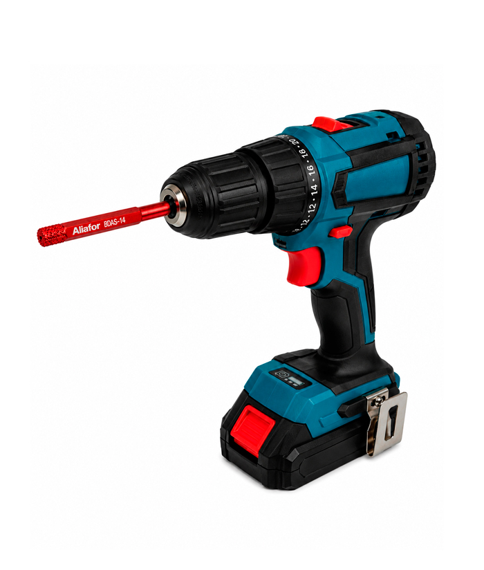 Mecha Copa Diamantada 14mm Porcelanatos Cerámicos Cerámicas Corte En Seco Encastre Hexagonal Aliafor Rojo BDAS-14 - Imagen 2