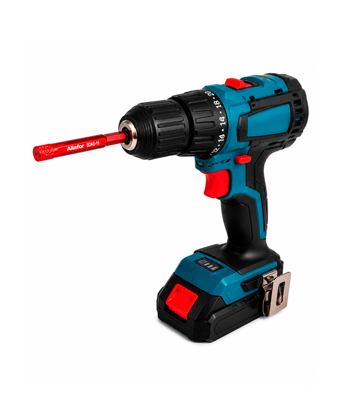 Mecha Copa Diamantada 16mm Porcelanatos Cerámicos Cerámicas Corte En Seco Encastre Hexagonal Aliafor Rojo BDAS-16 - Imagen 2