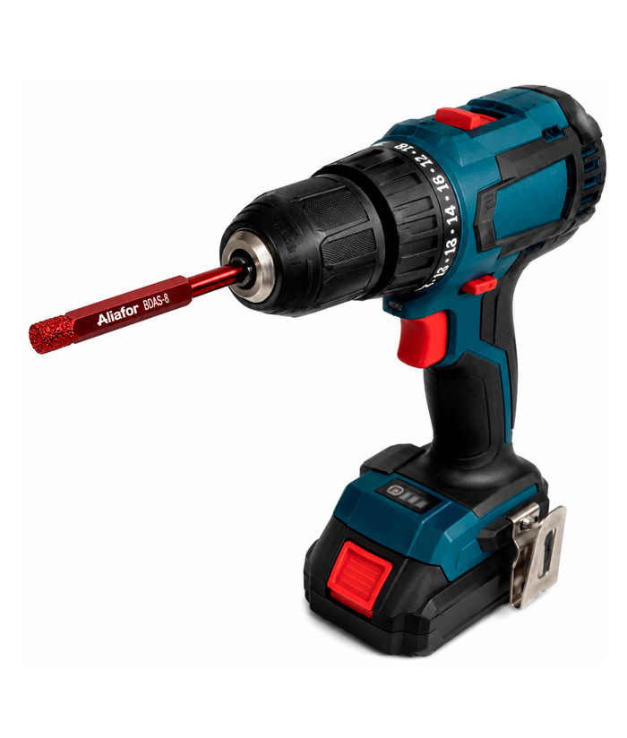 Mecha Copa Diamantada 8mm Porcelanatos Cerámicos Cerámicas Corte En Seco Encastre Hexagonal Aliafor Rojo BDAS-8 - Imagen 2