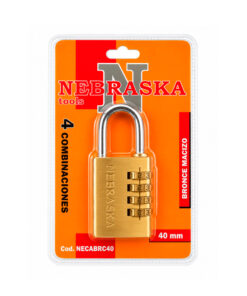 Candado Bronce Macizo 40mm 4 Combinaciones Nebraska NECABRC40