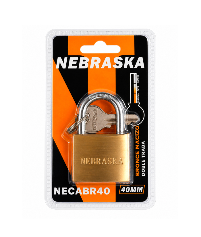 Candado De Bronce Macizo 40mm Con 3 Llaves Nebraska NECABR40