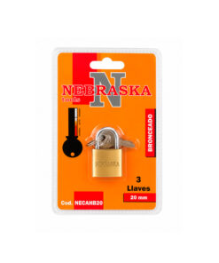Candado Hierro Bronceado 20mm 3 Llaves Nebraska NECAHB20