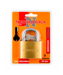 Candado Hierro Bronceado 63mm 3 Llaves Nebraska NECAHB60