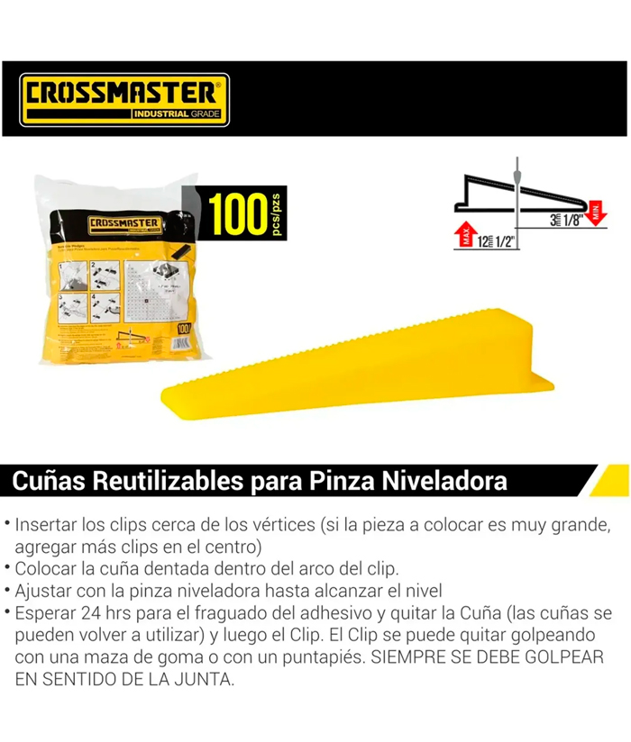 Cuña Para Pinza 3mm a 12mm Niveladora Cerámico Bolsa X 100 Unidades Nivelación de Azulejos Pisos Porcelanato Cerámica Cerámico Crossmaster 9932630 - Imagen 2