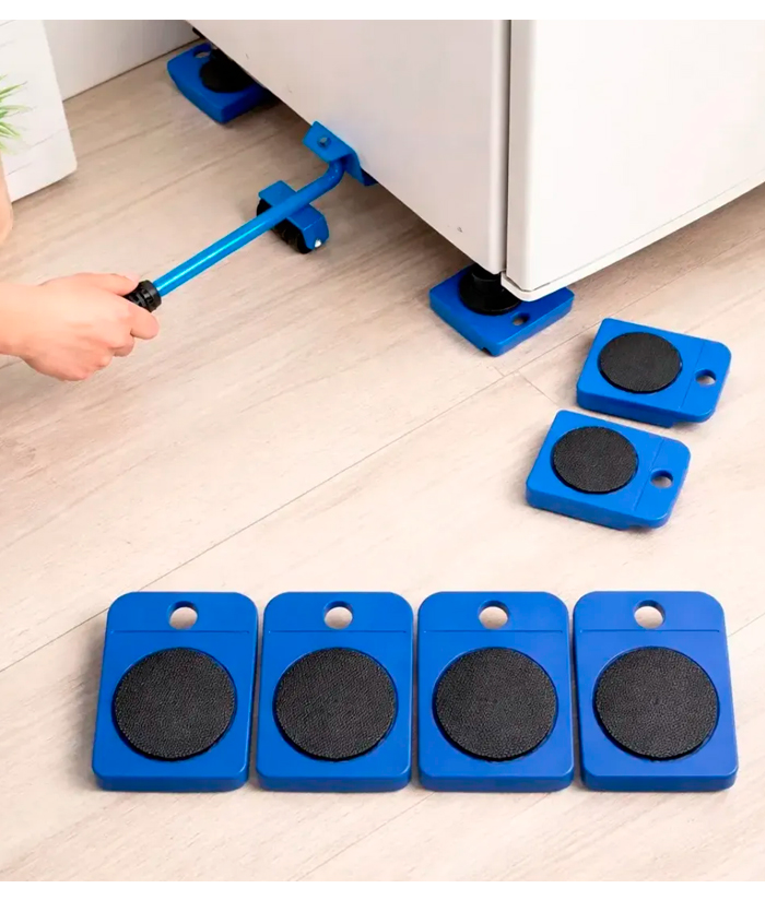 Juego Set Kit Soporte Base con Ruedas Auxiliares Elevador Deslizador Muebles Con Palanca x 5 Piezas Ruhlmann RU30251 - Imagen 5