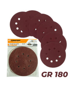 Juego Set Kit Discos Lijas Circulares 180mm Grano 180 Con Velcro Abrojo LVEL180180-9 Lusqtoff