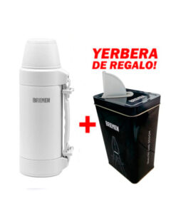 Termo 1.2lts Acero Inoxidable Gris/Blanco Bremen 8220 YERBERA DE REGALO!