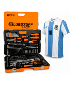 Juego Set Kit Maletín Caja con Tubos Bocallaves Herramientas x 150 Piezas + Camiseta Argentina De Regalo Racing Lusqtoff Naranja/Negro SHL150-9CA