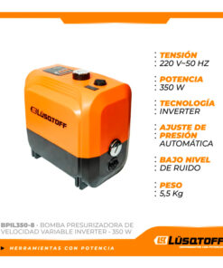 Alternative view of Electrobomba Presurizadora De Velocidad Variable Inverter 45 Metros 350W Lusqtoff BPIL350-8