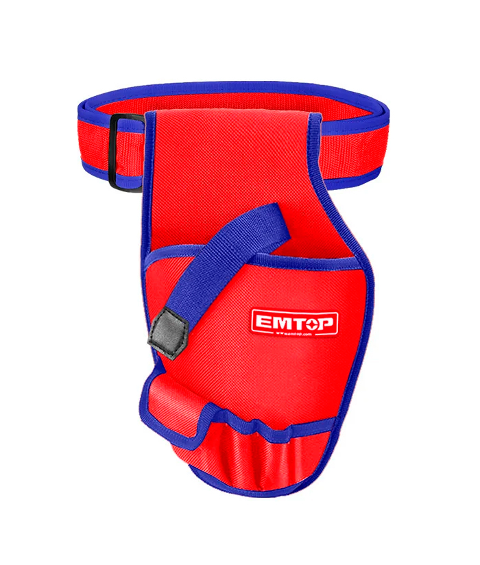 Cartuchera Porta Taladro Accesorios Con Cinturón Y Bolsillos Emtop Roja/Azul ETBG48034