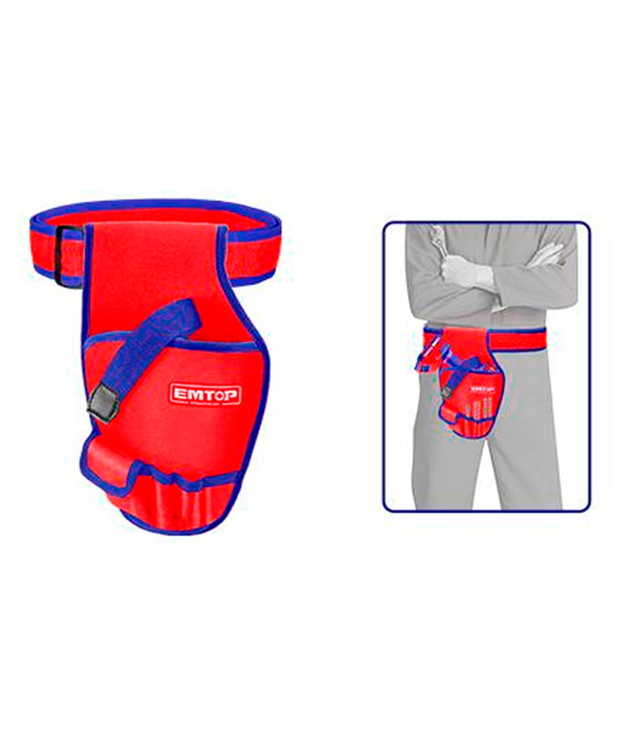 Cartuchera Porta Taladro Accesorios Con Cinturón Y Bolsillos Emtop Roja/Azul ETBG48034 - Imagen 2